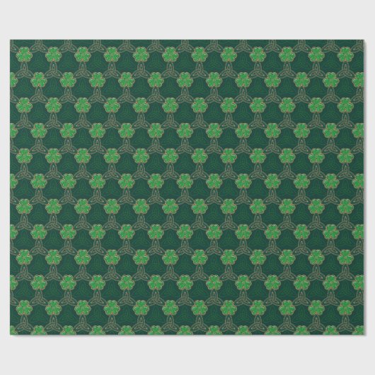 Geometric St Patricks day Celtic Triskele Kleeblat Geschenkpapier (Flach)
