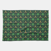 Geometric St Patricks day Celtic Triskele Kleeblat Geschirrtuch (Horizontal)