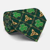 Geometric St Patricks day Celtic Triskele Kleeblat Krawatte (Gerollt)