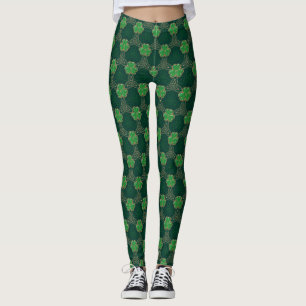 Geometric St Patricks day Celtic Triskele Kleeblat Leggings