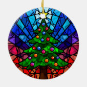 Geometric Stained Glass Christmas Tree Keramik Ornament (Hinten)