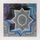 Geometric Star Mandala Gradient Puzzle (Horizontal)