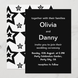 Geometric Star Schwarz-weiß Geometric Star Wedding Einladung