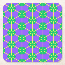 Geometric Starburst in Purple, Green and Yellow Rechteckiger Pappuntersetzer