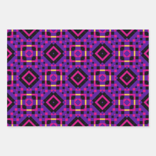 Geometric Stylish Op Art Mosaik Lila Muster Geschenkpapier Set (Vorderseite 2)