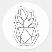 Geometric Succulent Plant in Pot Line Art Sticker (Vorderseite)
