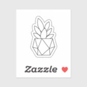 Geometric Succulent Plant in Pot Line Art Sticker  (Blatt)
