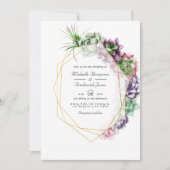 Geometric Succulents Herbarium Garden Wedding Invi Einladung (Vorderseite)