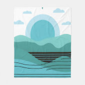 Geometric Sun Mountain Abstract with Tribal Border Fleecedecke (Vorderseite)