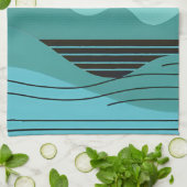 Geometric Sun Mountain Abstract with Tribal Border Geschirrtuch (Gefaltet)