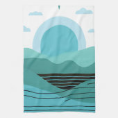 Geometric Sun Mountain Abstract with Tribal Border Geschirrtuch (Vertikal)