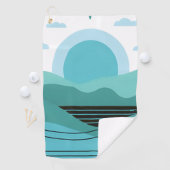 Geometric Sun Mountain Abstract with Tribal Border Golfhandtuch (Insitu)