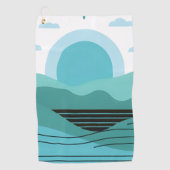Geometric Sun Mountain Abstract with Tribal Border Golfhandtuch (Vorderseite)