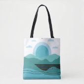 Geometric Sun Mountain Abstract with Tribal Border Tasche (Vorderseite)