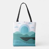 Geometric Sun Mountain Abstract with Tribal Border Tasche (Rückseite)