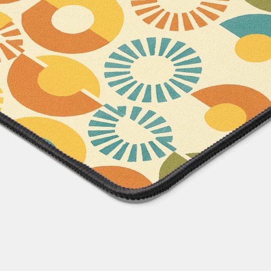 Geometric Sunburst Circles - Retro Mid-Century Schreibtischunterlage (Ecke)