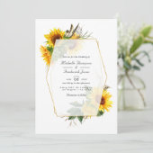 Geometric Sunflower Rustic QR Code UAWG Wedding Einladung (Stehend Vorderseite)