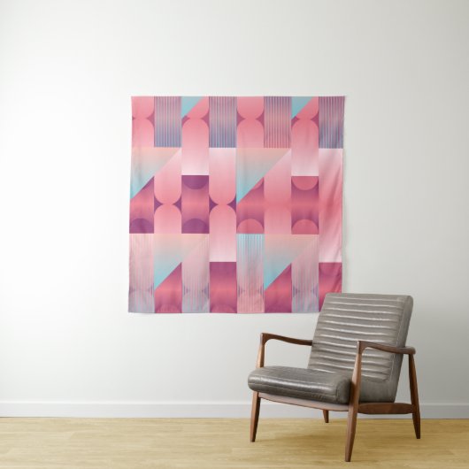 Geometric surface pattern with triangles, circles wandteppich (Beispiel (Horizontal))