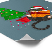 Geometric Tabby Cat spielen mit Weihnachtsgeschenk Poster (Ecke)