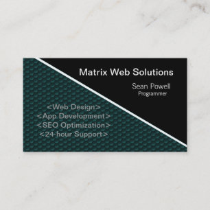 Geometric Tech Business Card, Metallic Aquamarin Visitenkarte