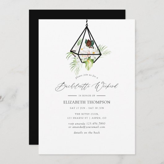 Geometric Terrarium Floral Bachelorette Weekend Einladung (Vorne/Hinten)