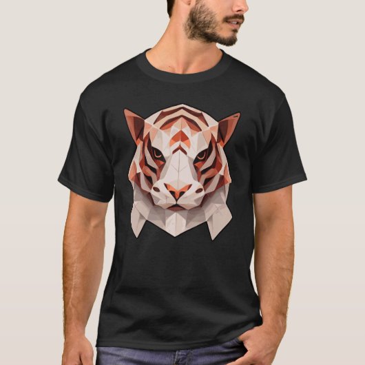 Geometric Tiger Polygon Low Poly Tiger Face T-Shirt (Vorderseite)