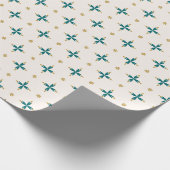 Geometric Tile Gold and green Wrapping Paper Geschenkpapier (Ecke)