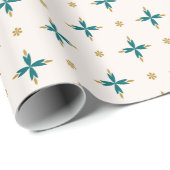 Geometric Tile Gold and green Wrapping Paper Geschenkpapier (Rolleneckpunkt)