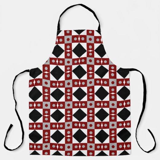 Geometric tile in Red,  Black and white colorsabst Schürze (Vorderseite)