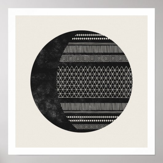 Geometric Tribal Pattern Eclipse Moon Art Print Poster (Vorne)