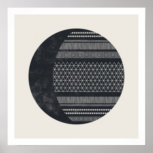 Geometric Tribal Pattern Eclipse Moon Art Print Poster (Vorne)