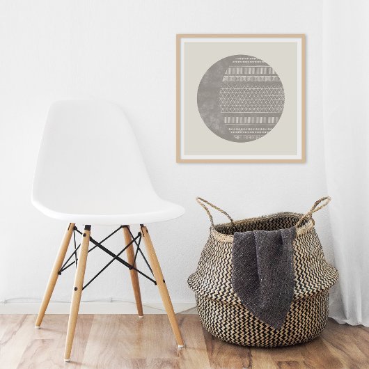 Geometric Tribal Pattern Eclipse Moon Art Print Poster