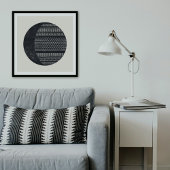 Geometric Tribal Pattern Eclipse Moon Art Print Poster