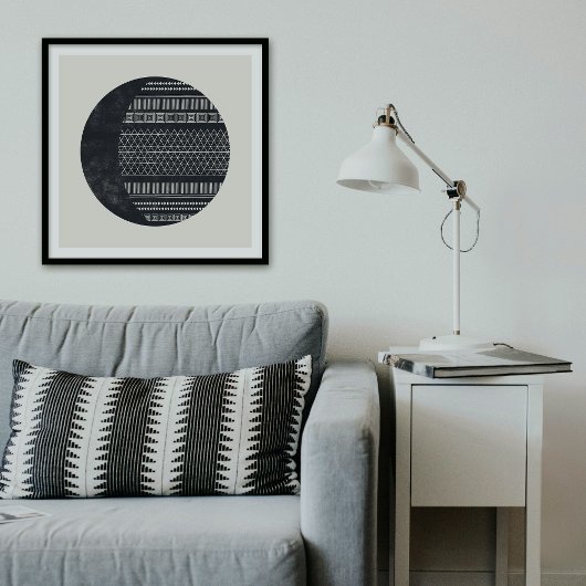 Geometric Tribal Pattern Eclipse Moon Art Print Poster