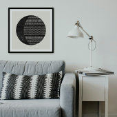 Geometric Tribal Pattern Eclipse Moon Art Print Poster