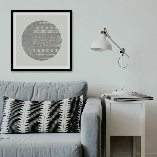 Geometric Tribal Pattern Eclipse Moon Art Print Poster