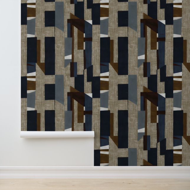 Geometric Tribal (Terracotta + Blue) Luxury Tapete (Anwendung)