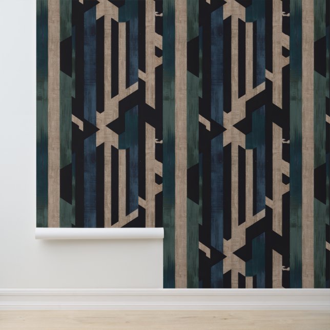 Geometric Tribal (Terracotta + Green) Luxury Tapete (Anwendung)