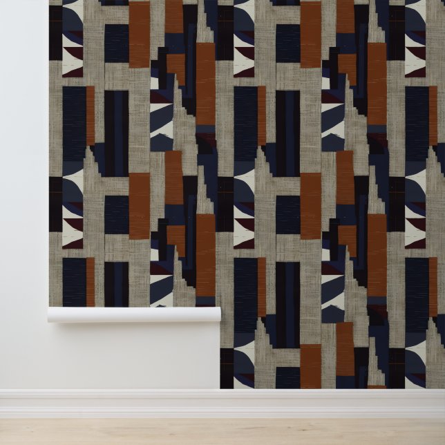 Geometric Tribal (Terracotta + Orange) Luxury Tapete (Anwendung)