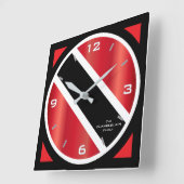 Geometric Trinidad und Tobago Flag und FAMILIENNAM Quadratische Wanduhr (Winkel)