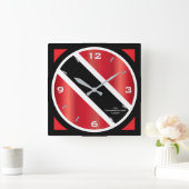 Geometric Trinidad und Tobago Flag und FAMILIENNAM Quadratische Wanduhr (Zuhause)