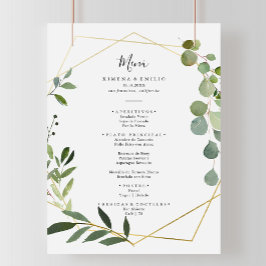 Geometric Tropical Green Blätter Spanisches Abende Menükarte