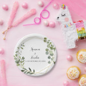 Geometric Tropical Green Wedding Cake Pappteller (Party)