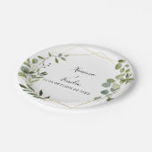 Geometric Tropical Green Wedding Cake Pappteller (Schrägansicht)