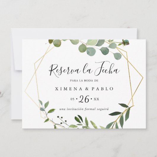 Geometric Tropical Horizontal Reserva la Fecha Save The Date (Vorderseite)