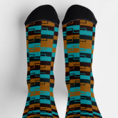 Geometric Turquoise and light/dark Brown Black Socken (Oben)