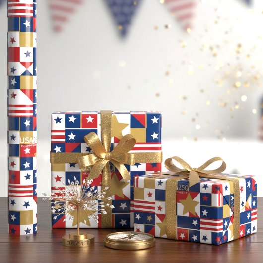 Geometric USA250 4. Juli ID1315 Geschenkpapier