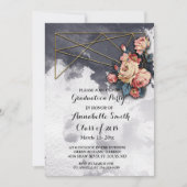 GEOMETRIC WATERCOLOR Graduierungspartei der Marine Einladung (Vorderseite)