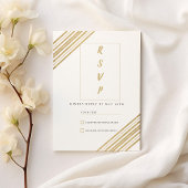 Geometric white and gold typography RSVP Einladung