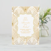 Geometric White Gatsby Wedding Einladung (Stehend Vorderseite)
